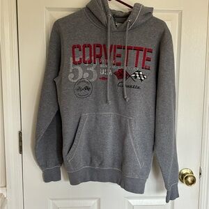 Corvette Gray Pullover Hoodie with Red Logo